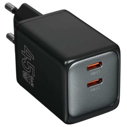 Купить Сетевое зарядное устройство TFN GaN C+C 45W Dual черный  5465314. Характеристики, отзывы и цены в Донецке