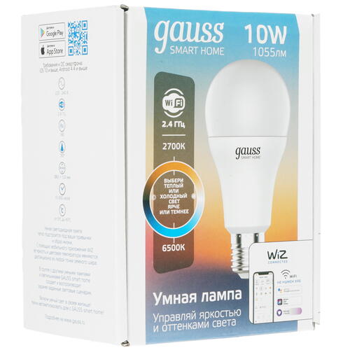 Купить Умная светодиодная лампа Gauss LED IoT E27 A60 ССТ+DIM  1676660. Характеристики, отзывы и цены в Донецке