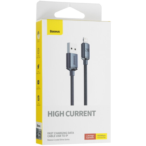 Купить Кабель круглый Baseus Lightning 8-pin - USB 2.0 Type-A черный 2 м  9167053. Характеристики, отзывы и цены в Донецке