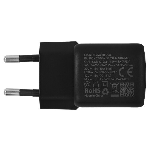 Купить Сетевое зарядное устройство VOLTME Revo 30 Duo черный  9210999. Характеристики, отзывы и цены в Донецке