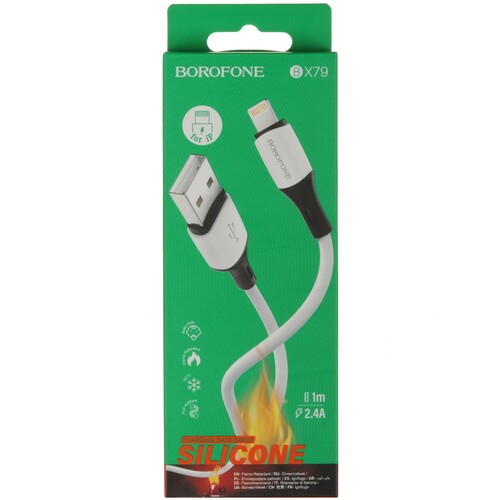 Купить Кабель круглый Borofone Lightning 8-pin - USB 2.0 Type-A белый 1 м  5475104. Характеристики, отзывы и цены в Донецке