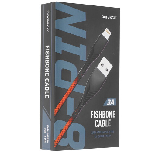Купить Кабель круглый BoraSCO Lightning 8-pin - USB 2.0 Type-A красный 1 м  5614063. Характеристики, отзывы и цены в Донецке