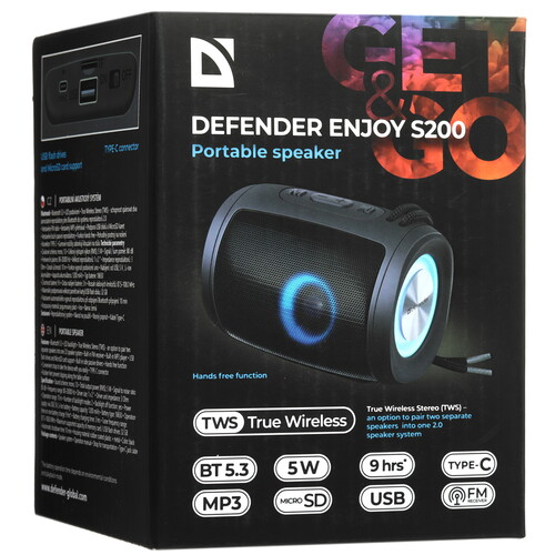 Купить Портативная колонка Defender Enjoy S200, синий  9139545. Характеристики, отзывы и цены в Донецке