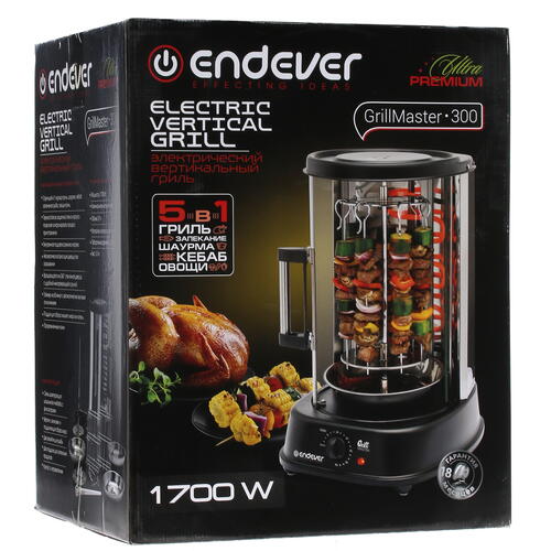 Купить Электрошашлычница Endever Grillmaster-300 черный  8115606. Характеристики, отзывы и цены в Донецке