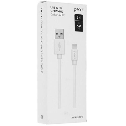 Купить Кабель PERO Lightning 8-pin - USB Type-A белый  5088713. Характеристики, отзывы и цены в Донецке