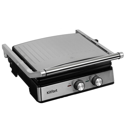 Купить Гриль Kitfort КТ-3601 серебристый  9049752. Характеристики, отзывы и цены в Донецке