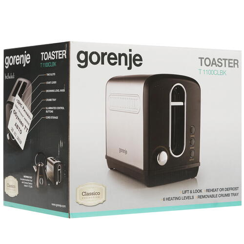 Купить Тостер Gorenje T1100CLBK серебристый  8135946. Характеристики, отзывы и цены в Донецке