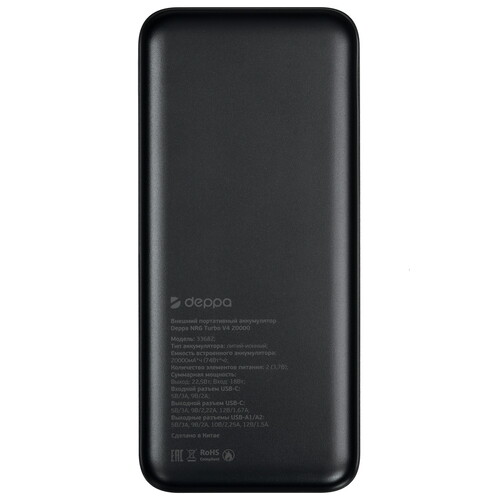 Купить Портативный аккумулятор DEPPA NRG Turbo V4 черный  5605719. Характеристики, отзывы и цены в Донецке