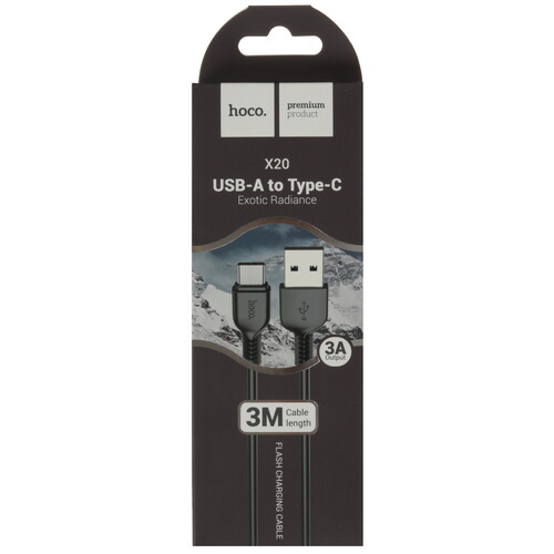 Купить Кабель круглый Hoco USB Type-C - USB 2.0 Type-A черный 3 м  5474971. Характеристики, отзывы и цены в Донецке