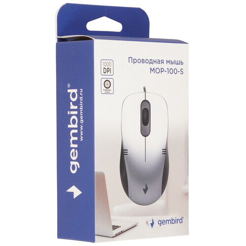 Купить Мышь проводная Gembird MOP-100-S  серебристый  1330794. Характеристики, отзывы и цены в Донецке