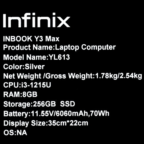 Купить 16" Ноутбук Infinix InBook Y3 MAX YL613 серебристый  5433665. Характеристики, отзывы и цены в Донецке