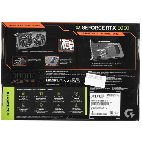 Купить Видеокарта GIGABYTE GeForce RTX 5050 WINDFORCE OC  5633567. Характеристики, отзывы и цены в Донецке