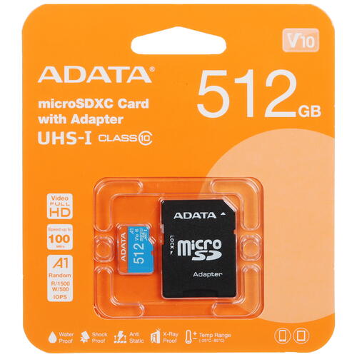 Купить Карта памяти ADATA Premier microSDXC 512 ГБ [AUSDX512GUICL10A1-RA1]  5449380. Характеристики, отзывы и цены в Донецке