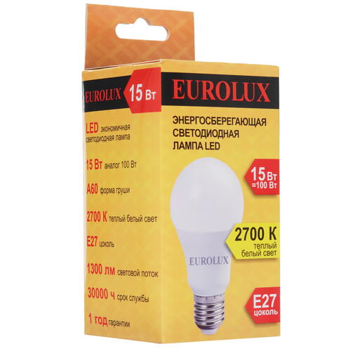 Купить Лампа светодиодная Eurolux LL-E-A60-15W-230-2.7K-E27  5401686. Характеристики, отзывы и цены в Донецке