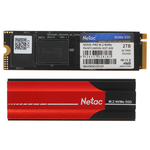 Купить 2000 ГБ M.2 NVMe накопитель Netac N950E Pro [NT01N950E-002T-E4X]  5355619. Характеристики, отзывы и цены в Донецке