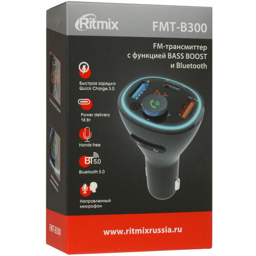 Купить FM-трансмиттер Ritmix FMT-B300  4768914. Характеристики, отзывы и цены в Донецке