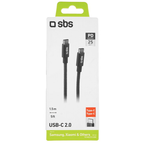 Купить Кабель круглый SBS USB Type-C - USB Type-C черный 1.5 м  5471873. Характеристики, отзывы и цены в Донецке