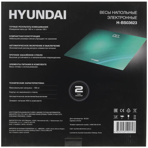 Купить Весы Hyundai H-BS03623 зеленый  5337499. Характеристики, отзывы и цены в Донецке