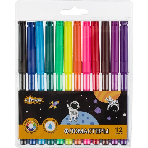 Купить Фломастеры №1School Space time 12цв.,вентилир.,смыв., блист. упак  9139198. Характеристики, отзывы и цены в Донецке