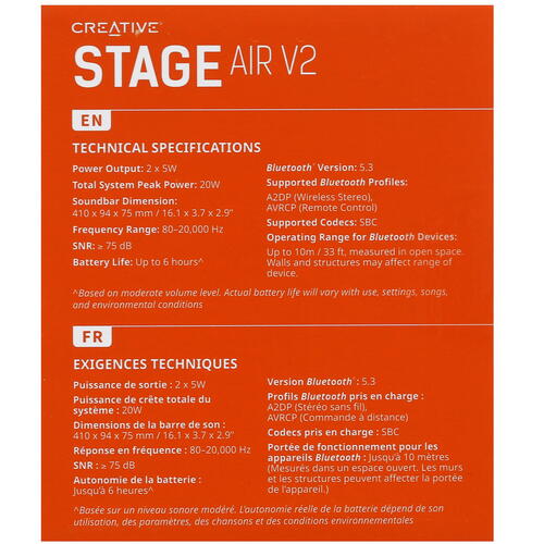 Купить Саундбар Creative STAGE AIR V2 черный  9991544. Характеристики, отзывы и цены в Донецке