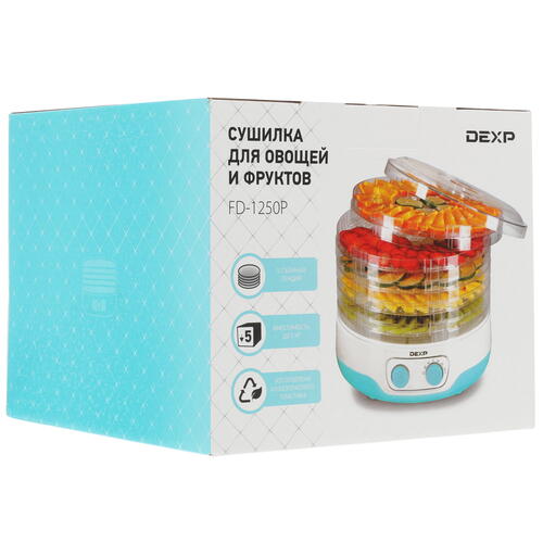 Купить Сушилка для овощей и фруктов DEXP FD-1250P голубой  1623184. Характеристики, отзывы и цены в Донецке
