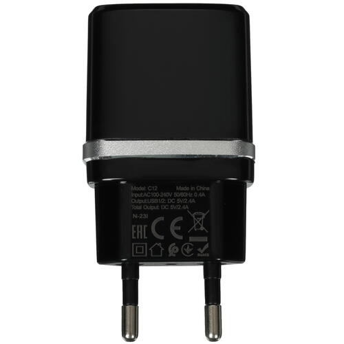 Купить Сетевое зарядное устройство Hoco C12 Smart черный  9037650. Характеристики, отзывы и цены в Донецке