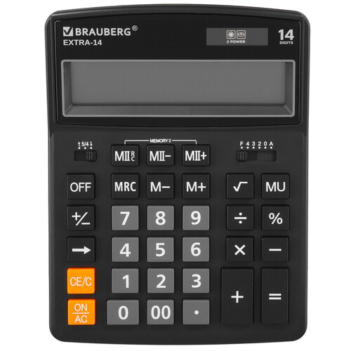 Купить Калькулятор бухгалтерский Brauberg EXTRA-14-BK  5044575. Характеристики, отзывы и цены в Донецке