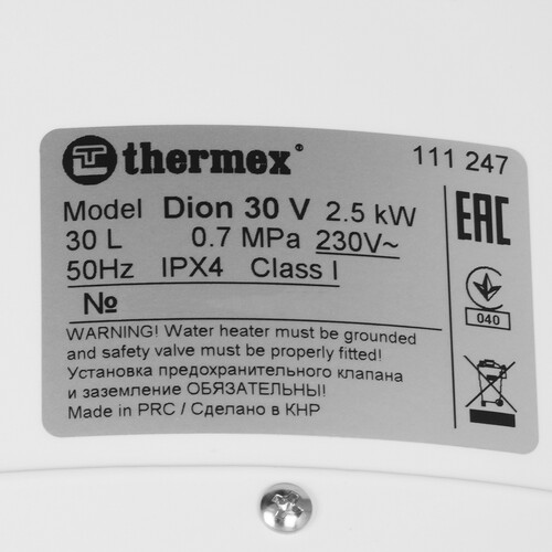 Купить Водонагреватель электрический Thermex Dion 30 V  9007635. Характеристики, отзывы и цены в Донецке