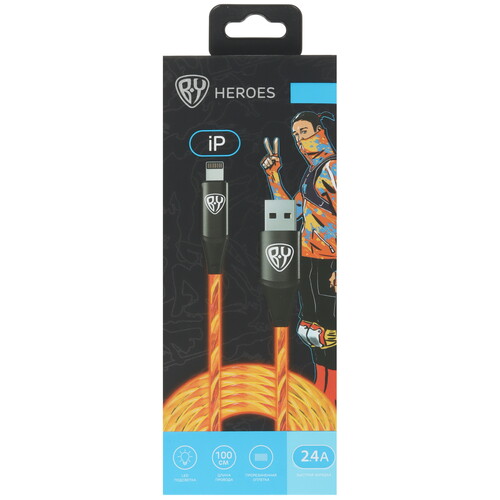 Купить Кабель круглый BY Lightning 8-pin - USB 2.0 Type-A оранжевый 1 м  5497285. Характеристики, отзывы и цены в Донецке