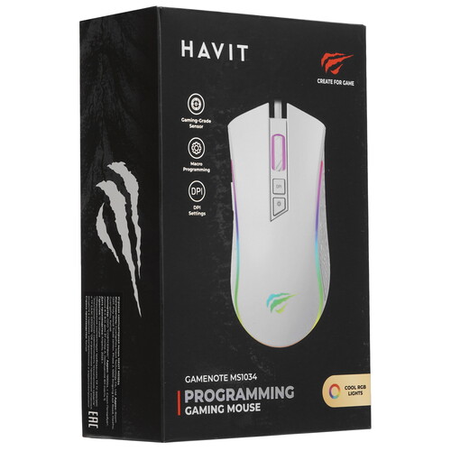 Купить Мышь проводная Havit MS1034  белый  9271112. Характеристики, отзывы и цены в Донецке