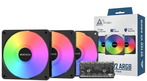 Купить Комплект вентиляторов Montech GF120 V2 ARGB  черный  5633032. Характеристики, отзывы и цены в Донецке