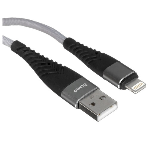 Купить Кабель круглый Olmio Lightning 8-pin - USB 2.0 Type-A серый 1.2 м  5466492. Характеристики, отзывы и цены в Донецке
