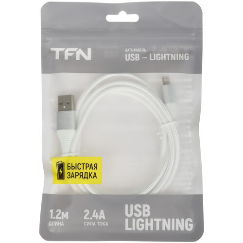 Купить Кабель круглый TFN Lightning 8-pin - USB 2.0 Type-A белый 1.2 м  5616515. Характеристики, отзывы и цены в Донецке