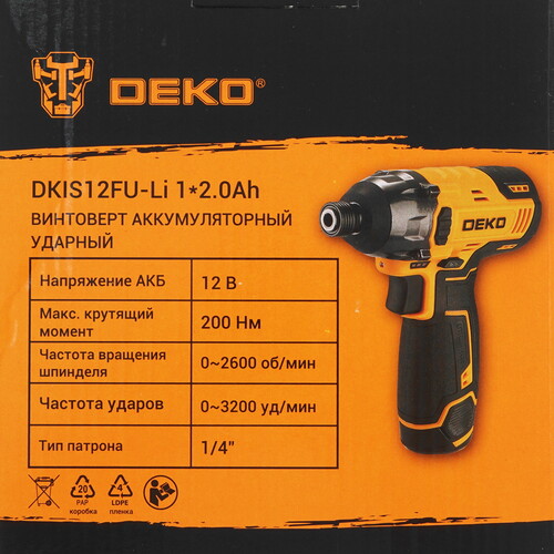 Купить Винтоверт DEKO DKIS12FU-Li  9194505. Характеристики, отзывы и цены в Донецке