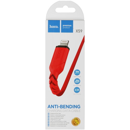 Купить Кабель круглый Hoco Lightning 8-pin - USB 2.0 Type-A красный 1 м  5475124. Характеристики, отзывы и цены в Донецке