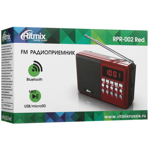 Купить Радиоприемник Ritmix RPR-002 красный  9071564. Характеристики, отзывы и цены в Донецке