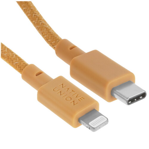 Купить Кабель круглый Native Union Lightning 8-pin MFI - USB Type-C желтый 1.2 м  5466046. Характеристики, отзывы и цены в Донецке