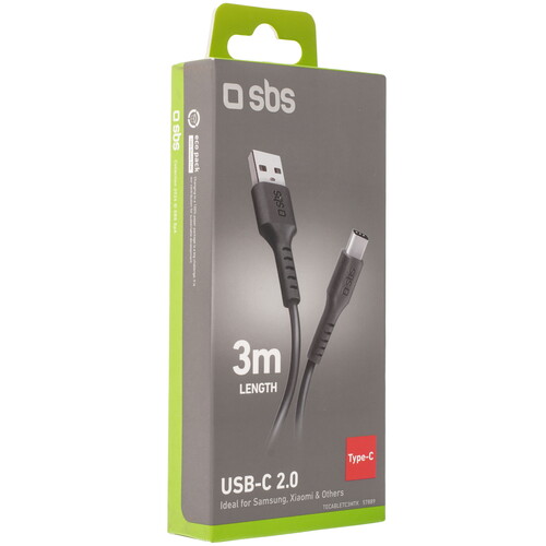 Купить Кабель круглый SBS USB Type-C - USB 2.0 Type-A черный 3 м  5617433. Характеристики, отзывы и цены в Донецке