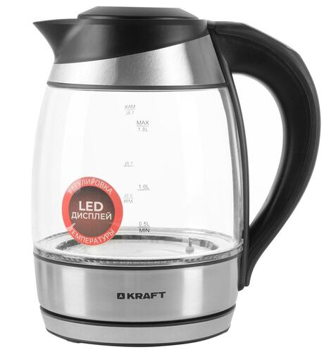 Купить Электрочайник KRAFT KF-KG1804DBL черный  9052794. Характеристики, отзывы и цены в Донецке