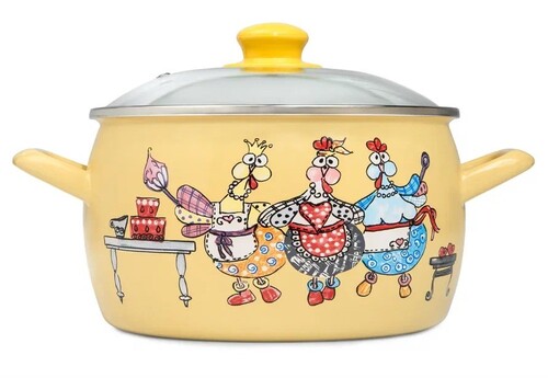 Купить Кастрюля METROT Куриный переполох 374690 7.5 л 24 см желтый  9211032. Характеристики, отзывы и цены в Донецке