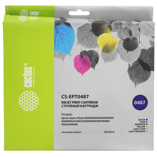 Купить Картридж Cactus CS-EPT0487 голубой, желтый, пурпурный, светло-голубой  7930547. Характеристики, отзывы и цены в Донецке