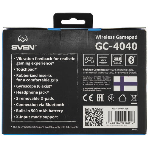 Купить Геймпад беспроводной/проводной SVEN GC-4040 черный  9050727. Характеристики, отзывы и цены в Донецке