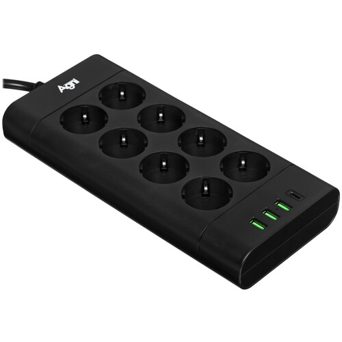 Купить Сетевой фильтр AGNI TP-FA4U8E-C черный  9289262. Характеристики, отзывы и цены в Донецке