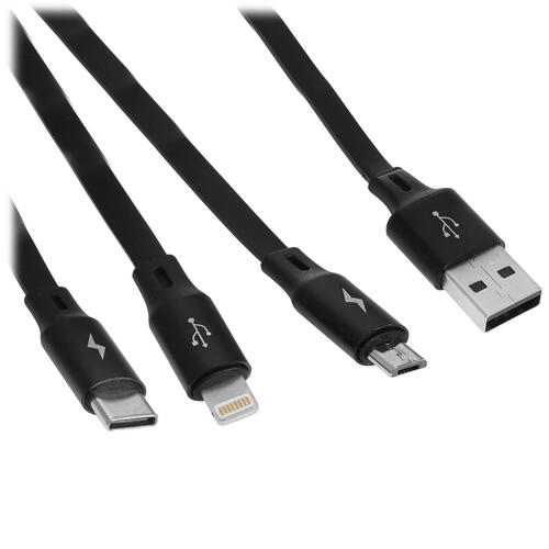 Купить Кабель автосмотка Baseus Lightning 8-pin, micro USB, USB Type-C - USB 2.0 Type-A черный 1.2 м  4871117. Характеристики, отзывы и цены в Донецке