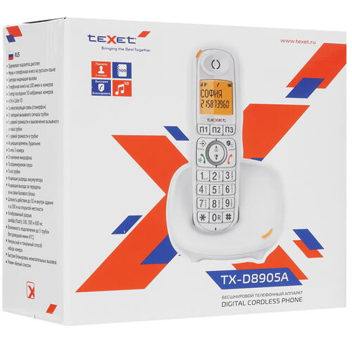 Купить Телефон беспроводной (DECT) teXet TX-D8905A  9046519. Характеристики, отзывы и цены в Донецке