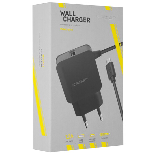 Купить Сетевое зарядное устройство Crown CMWC-3001 черный  5479767. Характеристики, отзывы и цены в Донецке