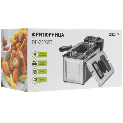 Купить Фритюрница DEXP DF-2500ST серебристый  1399137. Характеристики, отзывы и цены в Донецке