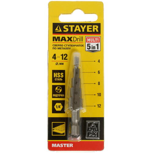 Купить Сверло ступенчатое STAYER 29660-4-12-5  5062151. Характеристики, отзывы и цены в Донецке