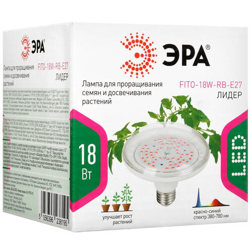 Купить Фитолампа ЭРА FITO-18W-RB-E27 розовый  9078784. Характеристики, отзывы и цены в Донецке