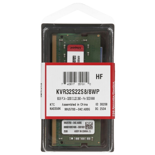 Купить Оперативная память SODIMM Kingston ValueRAM [KVR32S22S8/8WP] 8 ГБ  5636824. Характеристики, отзывы и цены в Донецке